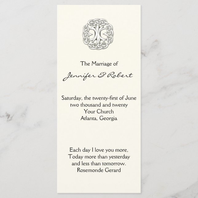 Celtic Tree of Life Wedding Programme (Devant)