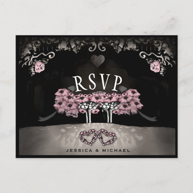 Cemetery Love MENU RSVP Halloween Mariage PostCard (Devant)