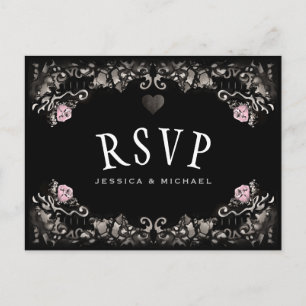Cemetery Love MENU RSVP Halloween Wedding PostCard