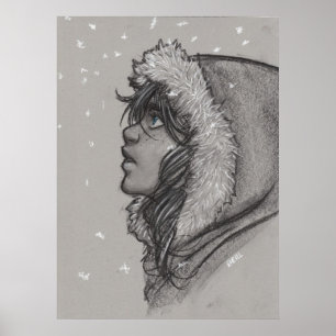 Cendre et affiche de neige