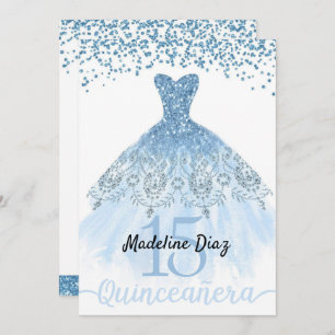 Cendrillon bleu Quinceanera Invitation d'anniversa