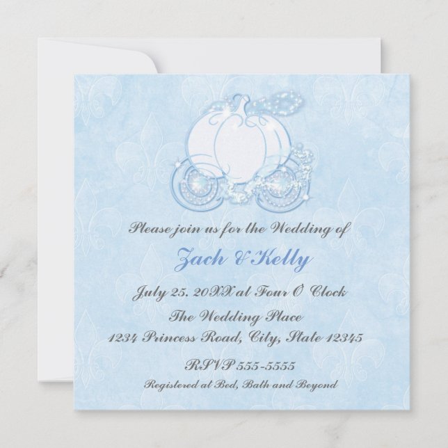 Cendrillon Blue Carriage Fairytale Invitations (Devant)