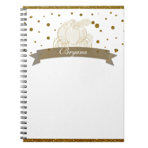 Cendrillon Carrosse Paillettes Dorées Cahier