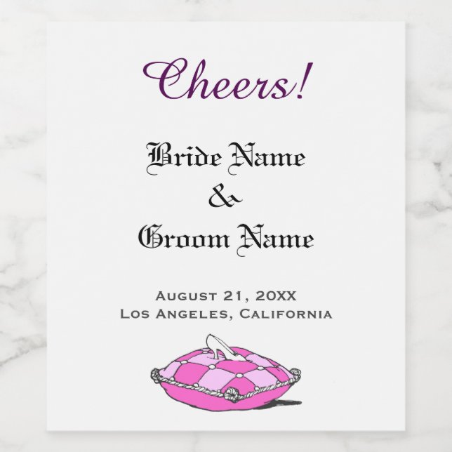 Cendrillon Chaussure rose Coussin Étiquette boutei (Étiquettes simples)