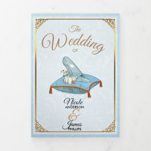 Cendrillon Élégant Programme de Mariage Bleu Plian