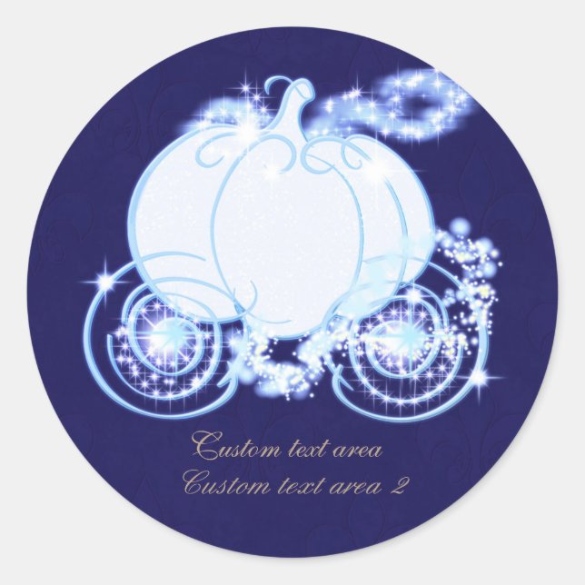 Cendrillon Princesse Blue Carriage Élégant Sticker (Devant)