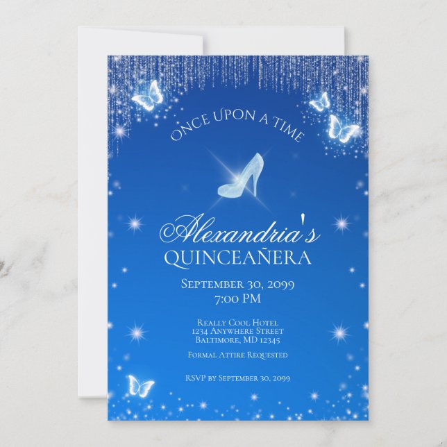Cendrillon Quinceanera Invitation d'anniversaire (Devant)