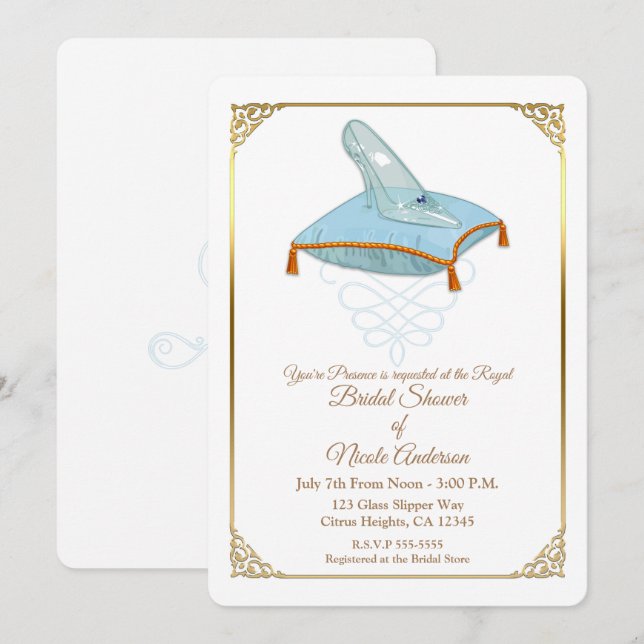 Cendrillon Sandale de Verre Élégante Invitation Ma (Devant / Derrière)