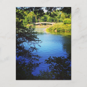 Central Park Lake Bow Bridge NYC New York Carte po