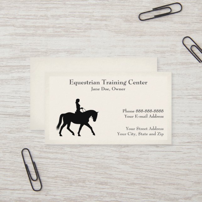 Centre équestre Carte de visite des tables d'équit (Devant/Arrière en situation)