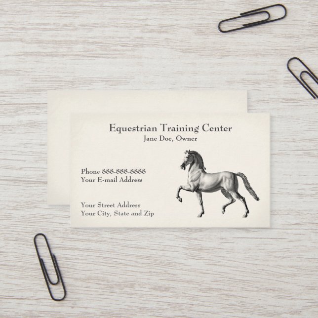 Centre équestre Carte de visite des tables d'équit (Devant/Arrière en situation)
