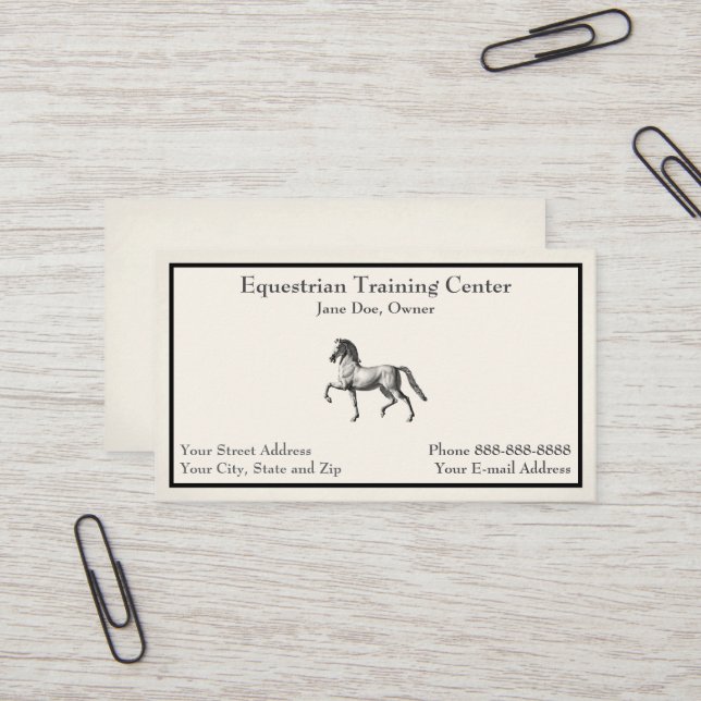 Centre équestre Carte de visite des tables d'équit (Devant/Arrière en situation)