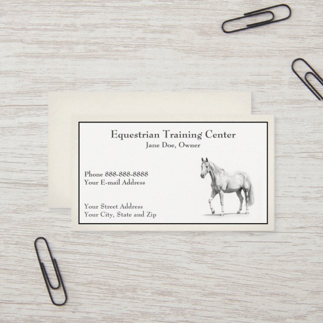 Centre équestre Carte de visite des tables d'équit (Devant/Arrière en situation)