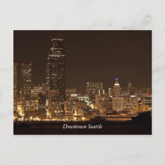 Centre-ville de Seattle la nuit Carte postale