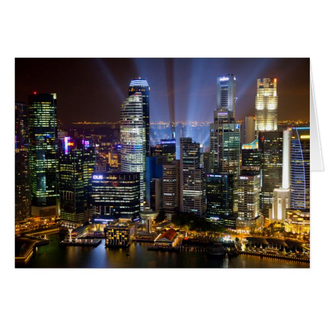 Centre-ville de Singapour la nuit (Devant horizontal)