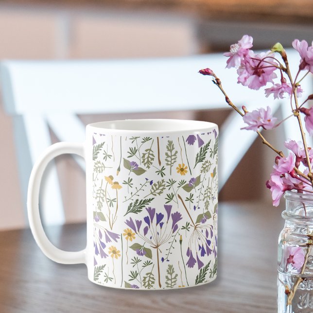  Ceramic Coffee Mug with Wraparound Flower Print  (Créateur téléchargé)