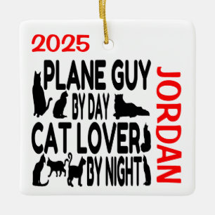 Céramique Amoureux des chats Plane Guy CUSTOM Ornement en cé