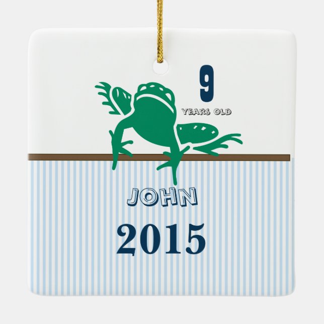 Céramique Bleu et Brown grenouille verte en bande ornement p (Dos)