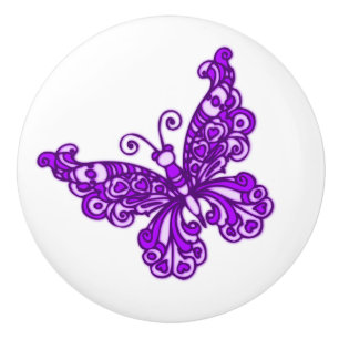 Céramique Bouton de porte en forme de papillon capricieux en
