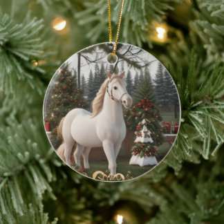 Céramique de Noël Ornements Cheval de châtaignier
