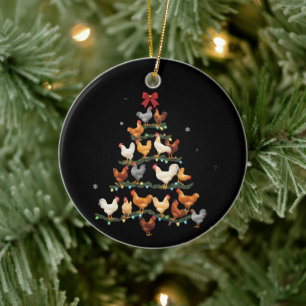Céramique Décoration de sapin de Noël en forme de poulet pou