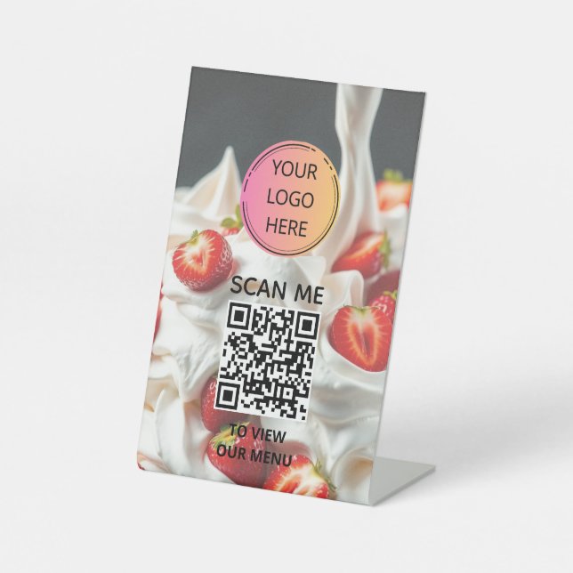 Céramique et fraises en cuir - Signe du menu QR (Recto)