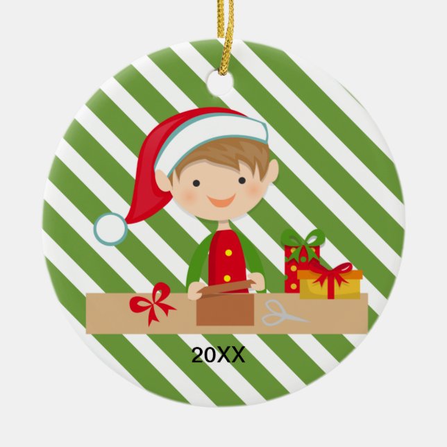 Céramique Garçon d'Elf en ornement d'atelier (Devant)