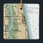 Céramique Jacksonville Beach Floride Graphique Ornement en c<br><div class="desc">Jacksonville Beach Florida ornement de Noël réalisé avec la carte nautique NOAA.</div>