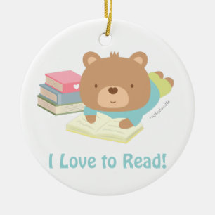 Céramique Mignon Ours en Peluche Aime Lire Décoration de Cha