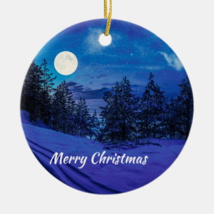 Céramique Nuit étoilée avec pleine lune Décoration en cérami