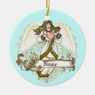 Céramique Ornement Cœur d'Ange en or