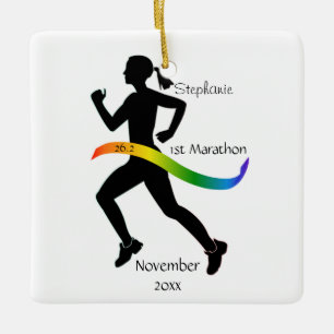 Céramique Ornement de marathonien de femme en arc-en-ciel