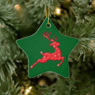 Céramique Ornement de Prancer en Vert. Rose, Bleu..