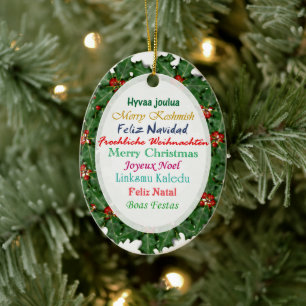 Céramique Ornement de texte Joyeux Noël en langues du monde