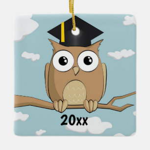 Céramique Ornement en métal de hibou diplômé