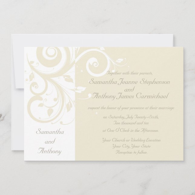 Céramique perle Inverse Swirl Wedding Invitations (Devant)
