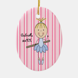 Céramique Rose barré en ornement rose de Noël de ballerine