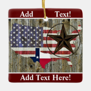 Céramique Texas Lone Star State Flag Map Ornement en céramiq