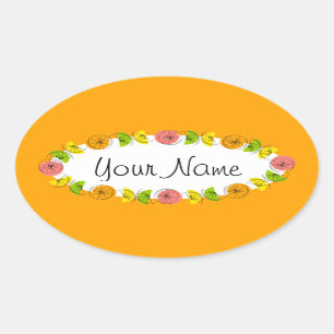 Cercle d'agrumes Orange Nom autocollant rond