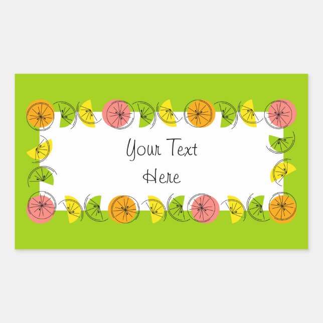 Cercle de Citrus Vert Nom autocollant rectangle (Devant)