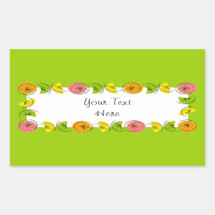 Cercle de Citrus Vert Nom autocollant rectangle