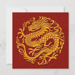 Cercle de dragon chinois traditionnel jaune et rou