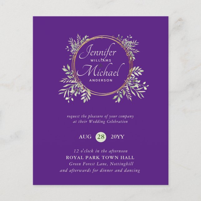 Cercle de verdure pour invitation de mariage à pet (Devant)