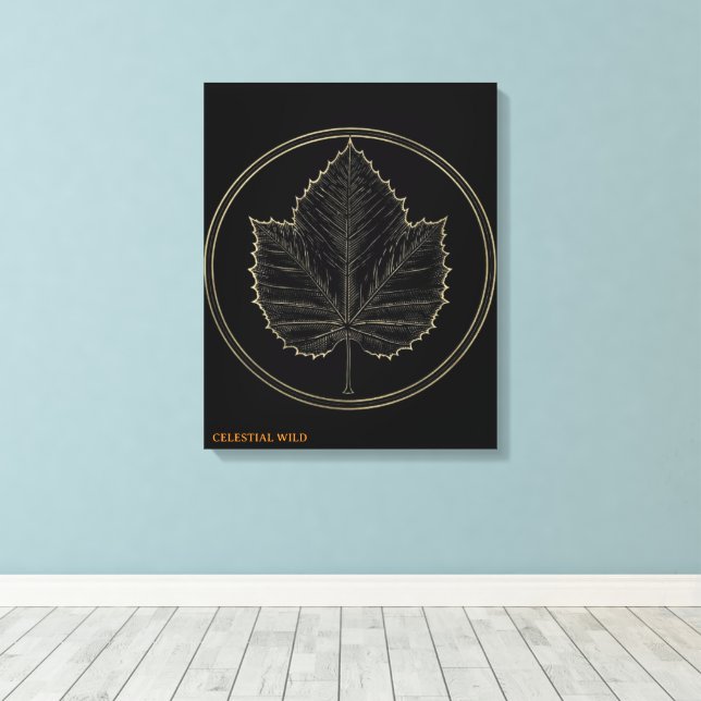 Cercle feuille d'érable doré Toile d'art botanique (Insitu (Plancher de Bois))