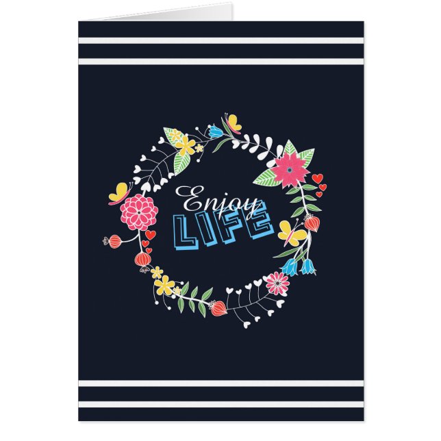 cercle floral dynamique girly "Enjoy Life" mots (Devant)
