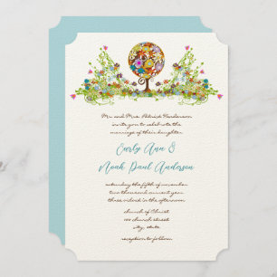 Cercle Forêt Magique d'Amour Mariage Invitations