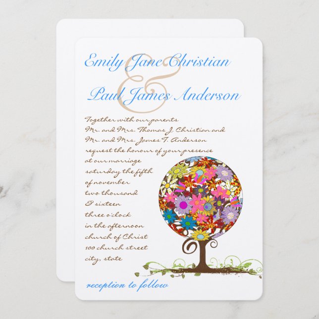 Cercle Forêt Magique d'Amour Mariage Invitations (Devant / Derrière)