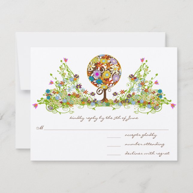 Cercle Forêt Magique d'Amour Mariage Invitations (Devant)