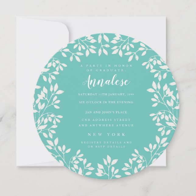 Cercle Laurel Wreath Graduation Invitation du Grad (Devant)