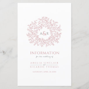 Cercle rose feuille des informations des invités m